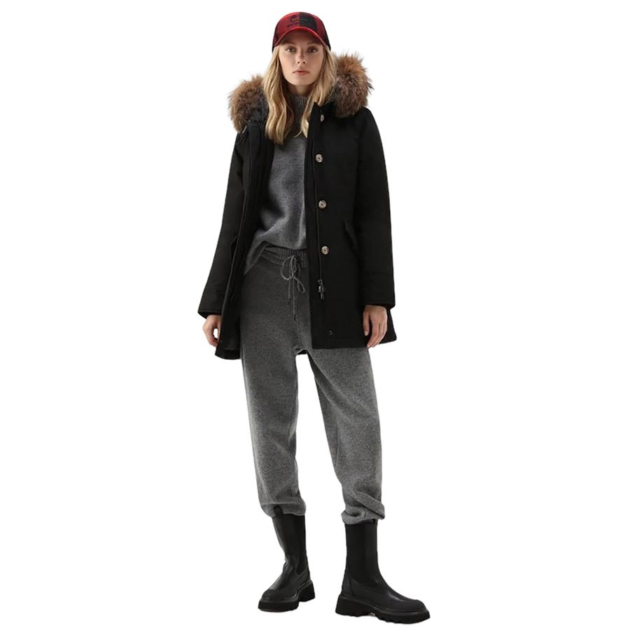 Arctic Parka in Ramar Cloth con pelliccia removibile Woolrich | CFWWOU0538BLK